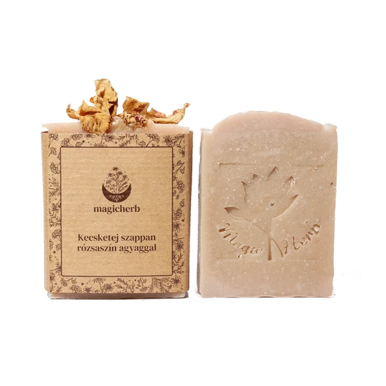 Kecsketej szappan rózsaszín agyaggal rózsaszirommal