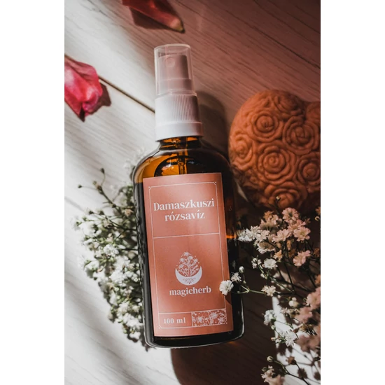 Damaszkuszi rózsavíz szórófejes üvegben